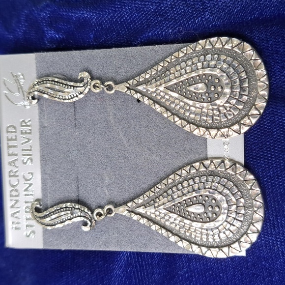 Tear Drop Dangle Earrings Sterling Silver Earrings - Picture 3 of 13